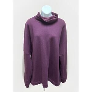 Athleta Womens Cowl Neck Sweatshirt Size XL Oversized Pullover Purple Athleisure